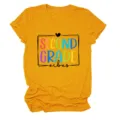Maglietta donna Second Grade Vibes manica corta, top grafico girocollo casual carino. - Taglia S / Top / Giallo Senape (Lettere Nere)