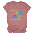 Maglietta casual da donna a maniche corte con stampa grafica, comodo abbigliamento quotidiano. - Taglia S / Top / Oro Rosa (Testo Bianco)
