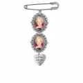 DIY photo broche epingle vintage argent double ovale medaillon fabrication bijoux - Plateau de Double Cadre / Argent
