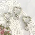 Silver heart lobster clasp keychain hooks metal hardware accessories for DIY jewelry making crafts - Heart Style / Silver