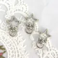 Star alloy lobster clasp keychain hardware detail view, DIY handmade jewelry pendant accessory. - Pentagram Style / Silver