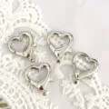 Silver heart lobster clasp detail shot, metal spring keychain DIY accessory pendant close up - Small Heart Style / Silver