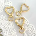 Gold heart keychain clasp detail shot, metal spring lobster hook for DIY jewelry making - Heart Style / Gold
