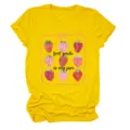 Femme First Grade Is My Jam Imprimé Fraise Graphique Casual Manches Courtes T-Shirt - S / Hauts / Gris Clair (Graphisme couleur avec texte noir)