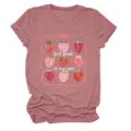 Joli t-shirt graphique fraise First Grade Is My Jam pour femmes haut à manches courtes - S / Hauts / Or rose