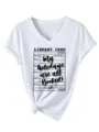 Modieuze dames V-hals korte mouw t-shirt met bibliotheek kaart print zomer top casual - S / Tops / Wit