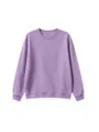 Detailed view of kids solid color long sleeve crewneck sweatshirt, casual autumn clothing. - 120cm / Tops / Lavender