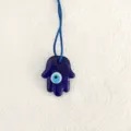 Prachtige Blauwe Glazen Boze Oog Hamsa Hand Hanger Turkse Geluksbrenger Amulet! - Hamsa Hand