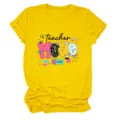 Casual women's yellow short sleeve t-shirt detail featuring teacher mode on graphic print. - S / Tops / Light Grey (Black Text)