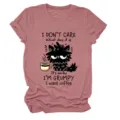 Casual women short sleeve t-shirt with funny cat graphic print for daily wear summer fashion - S / Tops / Rose Gold (Black Text)