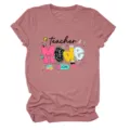 Casual women short sleeve t-shirt featuring teacher mode on graphic print for everyday style. - S / Tops / Rose Gold (Black Text)