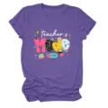 Purple women short sleeve t shirt teacher mode on graphic casual tee top apparel clothing - S / Tops / Purple (White Letters)