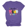 Women's purple short sleeve t-shirt casual teacher graphic tee comfortable top for daily wear - S / Tops / Purple (Black Text)