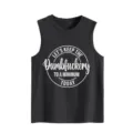 Donkergrijze mouwloze tanktop met grappige sloganprint, casual ronde hals zomertop. - Tops / donkergrijs / S