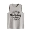 Casual grijs dames mouwloos tanktop met grappige letterprint, comfortabele losse pasvorm voor dagelijks. - Tops / Lichtgrijs / S