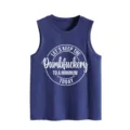 Casual donkerblauwe tanktop met grappige letterprint comfortabele mouwloze top - Tops / Vintage Blauw / S