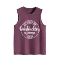 Dames casual los mouwloos tanktop met grappige slogan letter print ronde hals top. - S / Tops / Fuchsia
