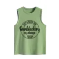 Casual groene mouwloze tanktop voor dames met grappige quote print comfortabel basic shirt - Tops / Olijfgroen / S