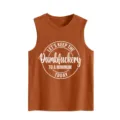 Dames casual mouwloze tanktop met grappige letterprint oranje comfortabel zomershirt - Tops / Gebrand Oranje / S