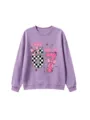 Kids purple sweatshirt with number 6 and 7 print, casual long sleeve crewneck top for children. - 110cm / Tops / Lavender