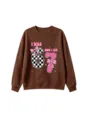 Children birthday brown sweatshirt long sleeve crewneck top with funny 6 and 7 numbers - 110cm / Top(D188) / Coffee