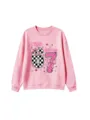 Pink kids crewneck sweatshirt, cute birthday party graphic long sleeve top for girls. - 110cm / Tops / Pink