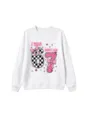 Kids white graphic sweatshirt long sleeve birthday casual top comfortable daily wear - 110cm / Top(D188) / White