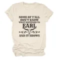 Women casual beige short sleeve t-shirt with funny western bull skull letter print - S / Tops / Sand