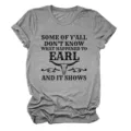 Grey short sleeve t-shirt for women with funny graphic text, casual crewneck top apparel. - S / Tops / Dark Gray (Black Letters Color Graphic)