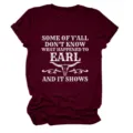 Stylish casual burgundy short sleeve t-shirt for women with funny graphic print top. - S / Tops / Burgundy