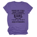 Close up detail of purple graphic t-shirt with funny quote and bull skull print design. - S / Tops / Purple (Black Text)