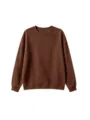 Detailed view of the brown children sweatshirt showing soft fabric texture and neat ribbed cuffs. - 120cm / Tops / Coffee