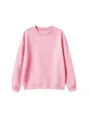 Detailed view of kids solid pink crewneck sweatshirt, featuring soft ribbed cuffs and hem. - 120cm / Tops / Lotus root pink