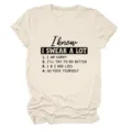 Camiseta mujer casual cuello redondo manga corta con estampado texto divertido top - S / Tops / Arena