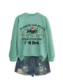 Women cute Christmas sweatshirt mint green long sleeve crewneck funny holiday pullover top - S / Tops / Light Green Sweatshirt (Black Text Pattern)