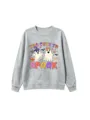 Grey kids sweatshirt featuring cute Halloween ghost graphic print and festive seasonal lettering. - 110cm / Tops / Light Gray