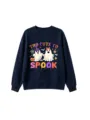 Kids Halloween ghost sweatshirt detail, cute graphic print crewneck top, cozy autumn winter apparel. - 110cm / Tops / Navy Blue