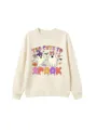 Cute Halloween ghost print kids sweatshirt, casual beige long sleeve crewneck top for autumn. - 110cm / Tops / Sand