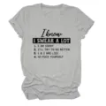 Maglietta casual grigia a maniche corte da donna con stampa di lettere divertente top collo rotondo. - Taglia S / Top / Grigio chiaro