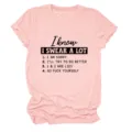 Maglietta donna casual a manica corta e girocollo con stampa di lettere rosa top - Taglia S / Top / Rosa