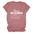 Maglietta manica corta donna casual con simpatica scritta slogan collo rotondo top - Taglia S / Top / Oro Rosa (Carattere Bianco)