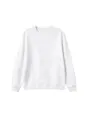 Kids solid color long sleeve crewneck sweatshirt detail, soft fabric, casual pullover top. - 110cm / Tops / White