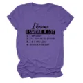 Donna casual girocollo manica corta t-shirt con citazione divertente viola nuovo. - Taglia S / Top / Viola (Carattere Nero)