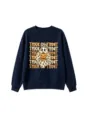 Stylish Halloween ghost pumpkin graphic print crewneck long sleeve pullover casual sweatshirt. - 110cm / Tops / Navy Blue