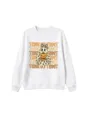 Kinder Halloween Geist Kürbis Sweatshirt Süßer Leo-Print Langarm Pullover Oberteil - 110cm / Oberteile / Weiß