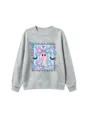 Cute holographic ghost bow graphic crewneck sweatshirt for kids, detailed autumn casual pullover. - 110 / Tops / Light Gray