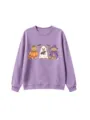 Cute Halloween bear print crewneck sweatshirt in lavender, casual long sleeve pullover top. - Tops / Lavender / 110cm