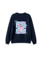 Navy blue long-sleeve crewneck sweatshirt featuring a cute holographic ghost graphic design. - 110cm / Tops / Navy Blue