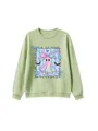 Casual long sleeve crewneck sweatshirt featuring cute holographic ghost print for kids. - 110cm / Tops / Olive Green