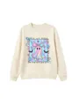 Cute pastel holographic ghost bow graphic crewneck sweatshirt for autumn and winter kids. - Sand